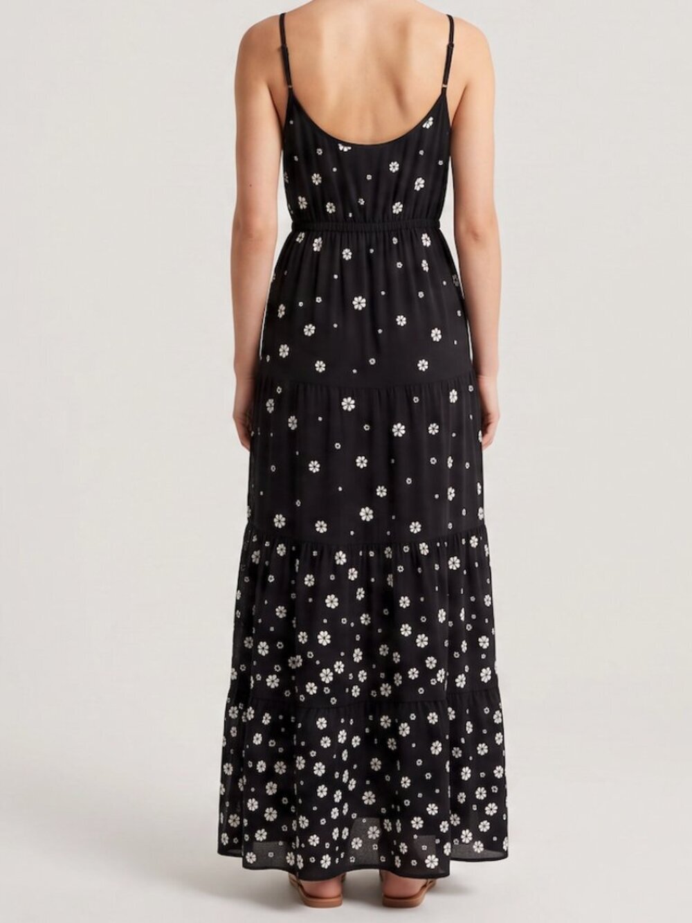 MICHAEL Michael Kors Black and White Daisy Floral Print Smocked Maxi Dress - Picture 2 of 7